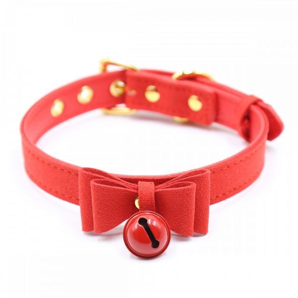 Ошейник красный замшевый Bow and Bell RED