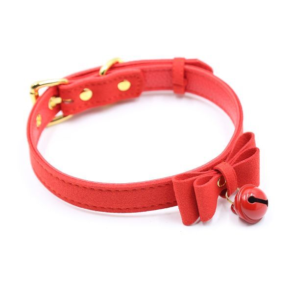 Ошейник красный замшевый Bow and Bell RED