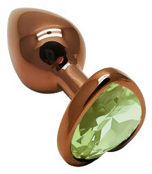 Анальна пробка з кристалом EGZO - Dark Gold Heart Plug Green, size S