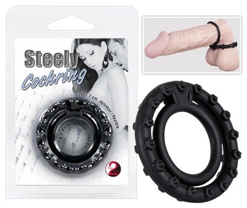 Подвійне кільце ерекційне  - Steely Cockring Black