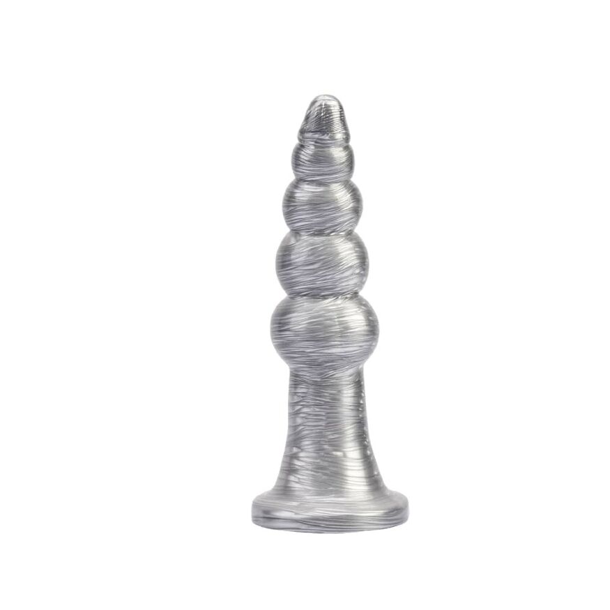 Анальная пробка рельефоная размер L Silver Dark Muscle Chisa 16.5 х 4.2 см