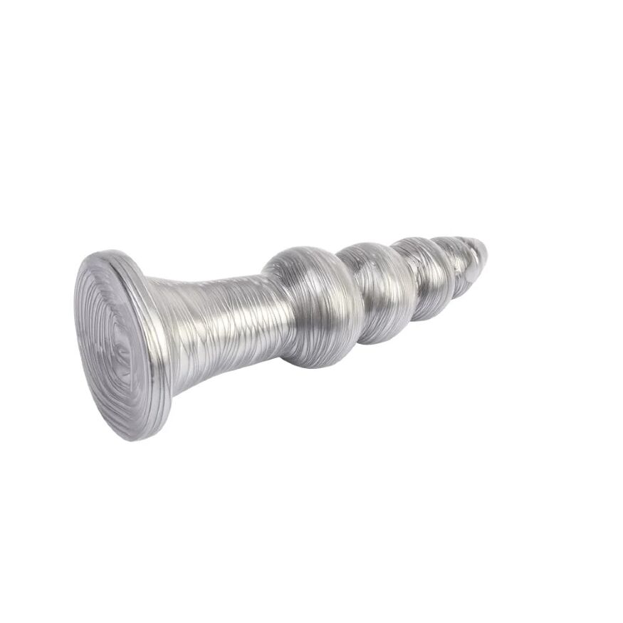 Анальная пробка рельефоная размер L Silver Dark Muscle Chisa 16.5 х 4.2 см