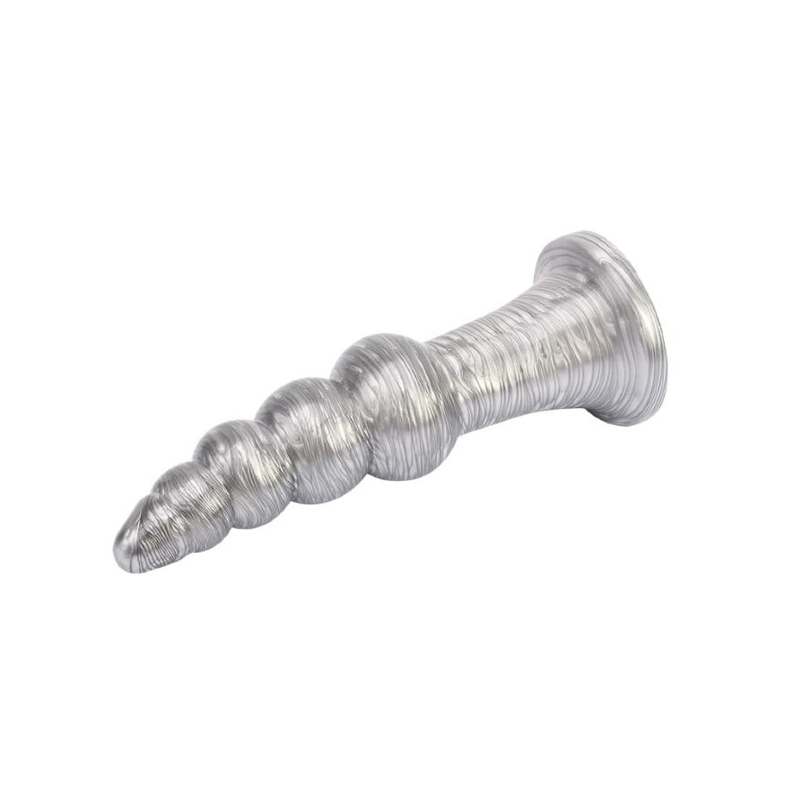 Анальная пробка рельефоная размер L Silver Dark Muscle Chisa 16.5 х 4.2 см