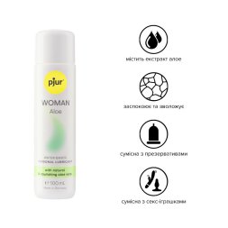 Лубрикант на водной основе pjur Woman Aloe 100 мл с экстрактом алоэ, увлажняющий, без парабенов