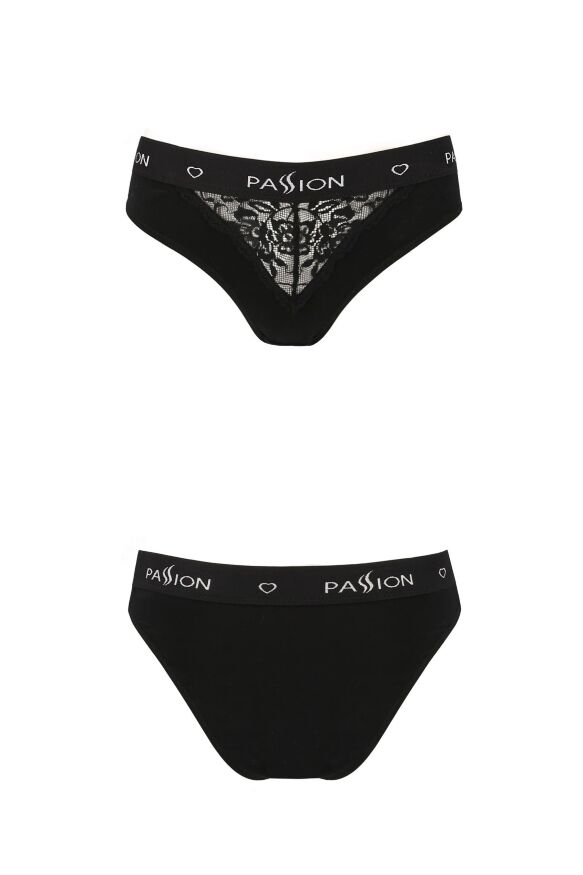Трусики с широкой резинкой и кружевом PS001 PANTIES black XL - Passion