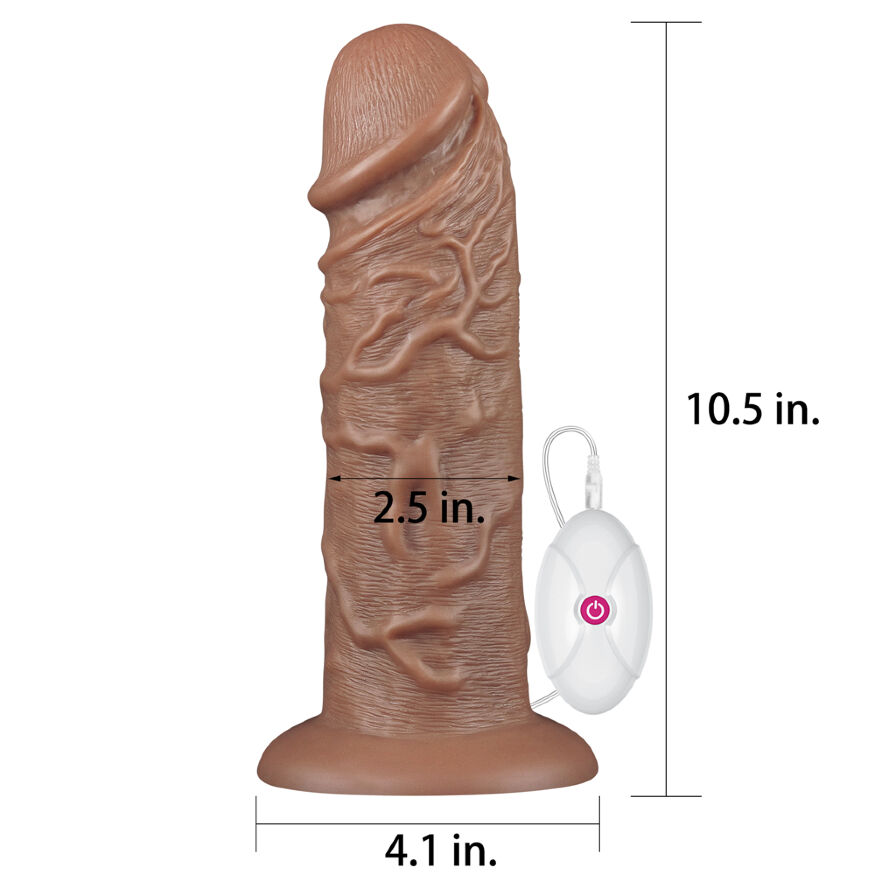 Реалістичний вібратор збільшеного розміру King-Sized Realistic Chubby Vibrating Dildo 10.5" Brown