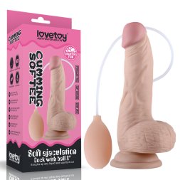 Фаллоимитатор реалистичный с имитацией семяизвержения - Soft Ejaculation Cock With Ball 8"