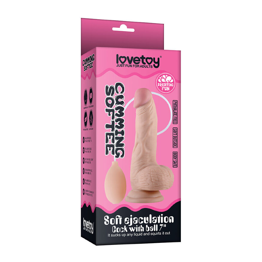 Фаллоимитатор реалистичный с имитацией семяизвержения - Soft Ejaculation Cock With Ball 8"