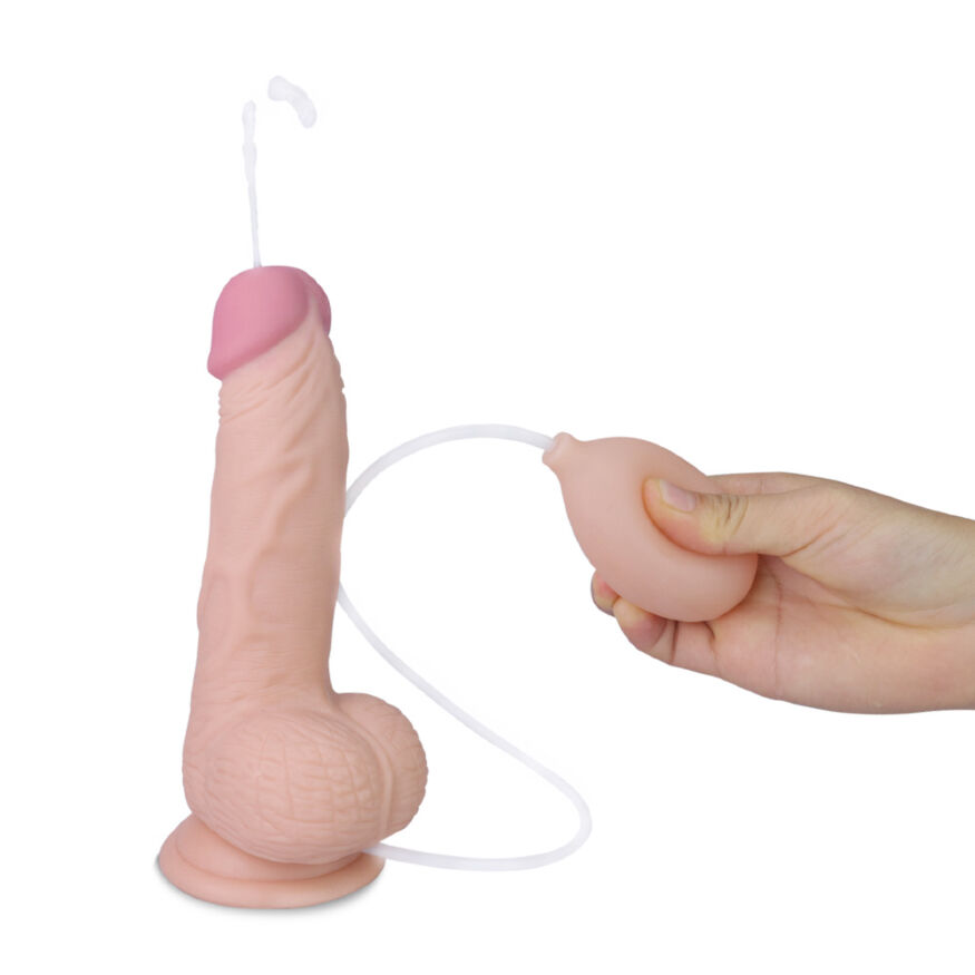 Фаллоимитатор реалистичный с имитацией семяизвержения - Soft Ejaculation Cock With Ball 8"