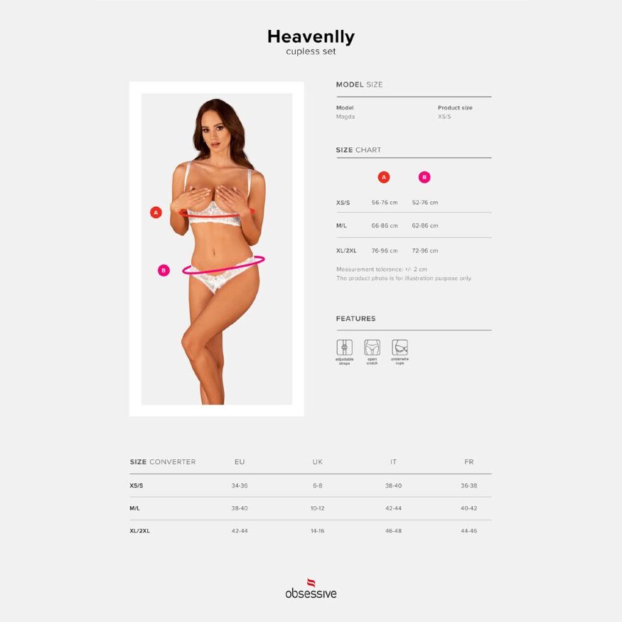 Соблазнительный комплект Heavenly 2-х предметов от  Obsessive Heavenlly 2-pcs cupless set M/L