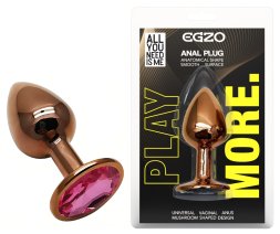 Анальна пробка з кристалом EGZO - Dark Gold Round Plug Rose, size S