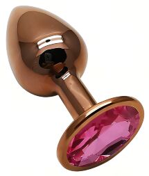 Анальна пробка з кристалом EGZO - Dark Gold Round Plug Rose, size S