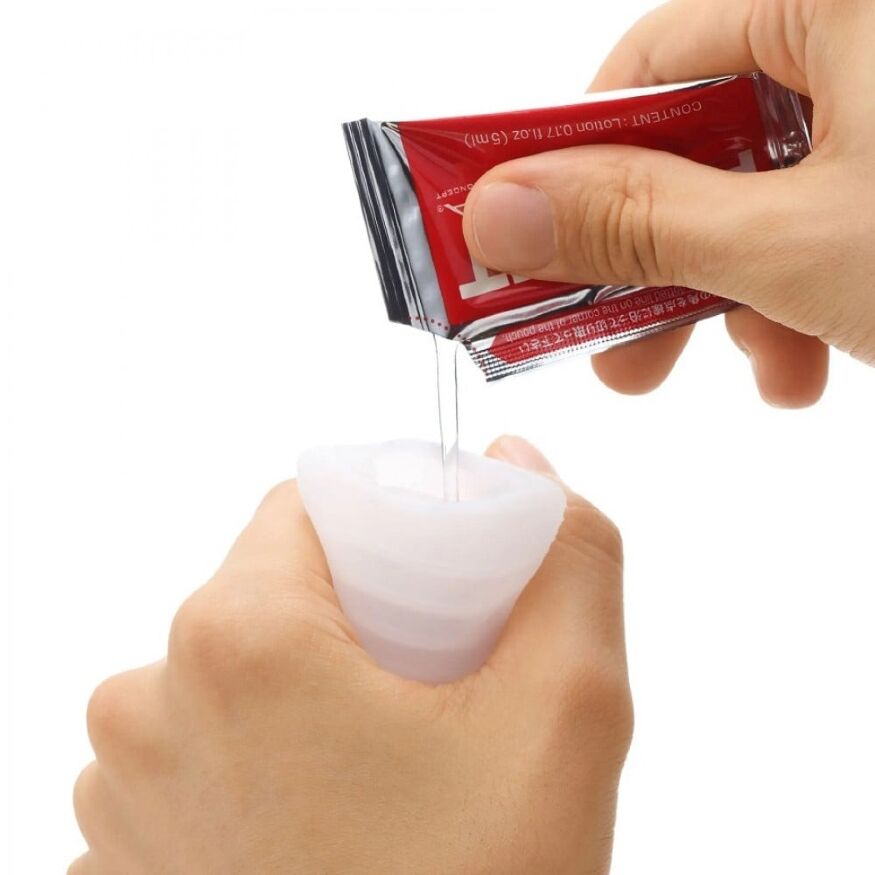 Мини мастурбатор нереалистичный Tenga Pocket Cold Spark, с рельефом, белый
