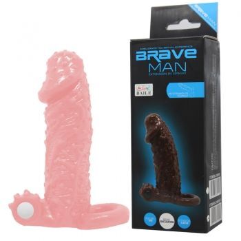Насадка-презерватив с вибрацией Brave Man, BI-016010-1 ( телесная )