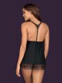 Бебидолл Obsessive Chiccanta babydoll &amp; thong black L/XL