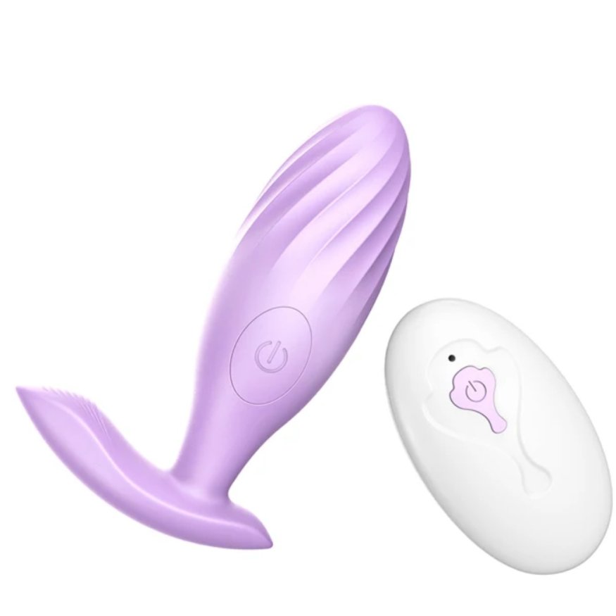 Анальная пробка с вибрацией «ButBut anal plug», с пультом дистанционного управления, 10 режимов вибрации, цвет  лиловый