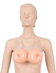 Накладная силиконовая грудь Cottelli Collection на бретелях, бежевая, 2 х 600 г