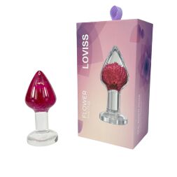 Розкішний анальний затор Loviss Gomphrena Globosa Anal Plug зі справжнім амарантом усередині