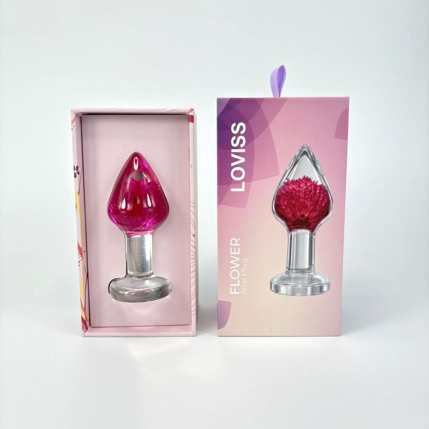 Роскошная анальная пробка Loviss Gomphrena Globosa Anal Plug с настоящим амарантом внутри