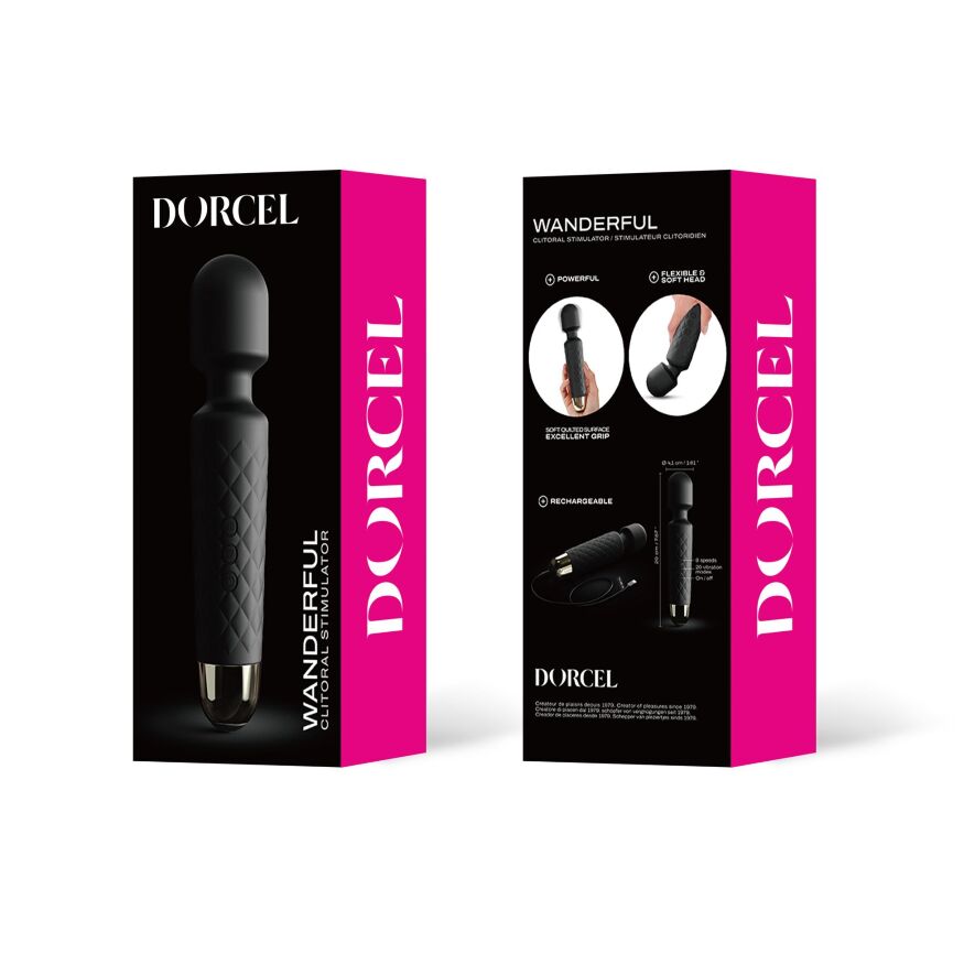 Мінівібромасажер Dorcel Wand Wanderful Black потужний, водонепроникний, 18 режимів роботи