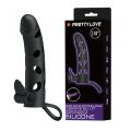 Удлиняющая насадка на пенис с петлей для мошонки Pretty Love Penis Sleeve With Ball Strap 5.98" Black