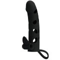 Удлиняющая насадка на пенис с петлей для мошонки Pretty Love Penis Sleeve With Ball Strap 5.98" Black
