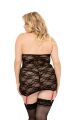 Пеньюар кружевной SoftLine Cornel 1853 черный с красным бантом, XXXL