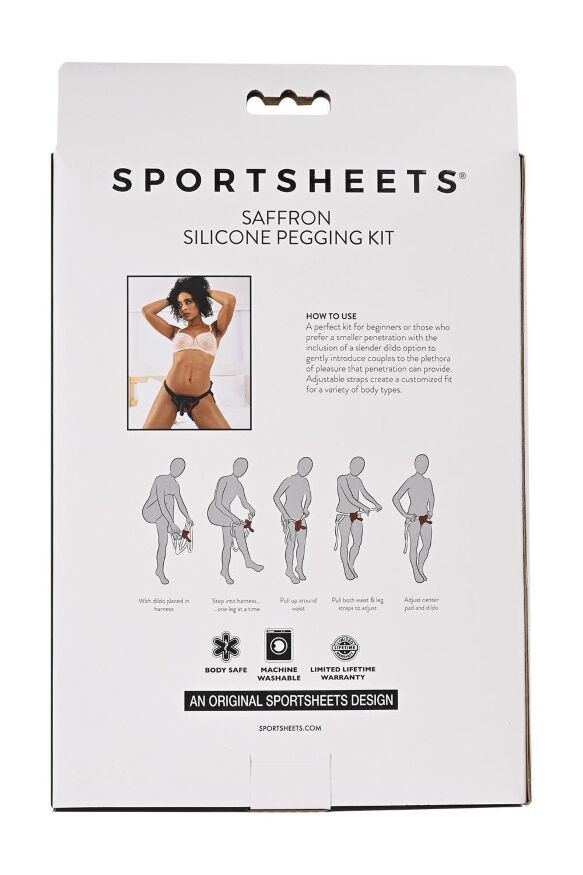 Тонкий страпон на ремнях Sportsheets Saffron женский, черный