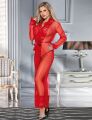 Халатик Star Night с поясом и кружевом, красный, XS-S