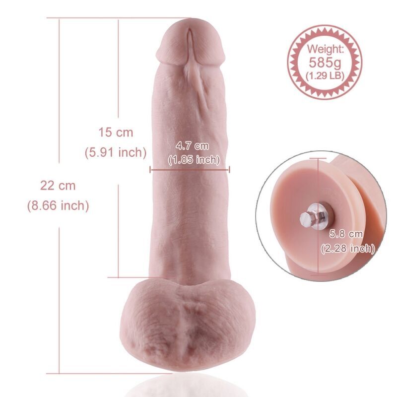 Силиконовый фаллоимитатор для секс-машин Hismith 8.3″ Silicone Dildo, изогнутый, система KlicLok