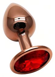 Анальна пробка з кристалом EGZO - Dark Gold Round Plug Red, size S