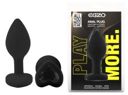 Силіконова анальна пробка EGZO - Silicone Black Heart Plug Black, size S