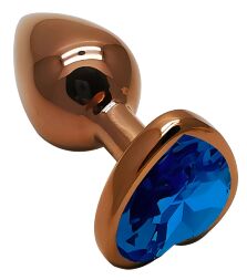Анальна пробка з кристалом EGZO - Dark Gold Heart Plug Blue, size S