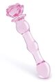 Стеклянный фаллоимитатор Dream Toys Glaze Glass в форме бутона розы с бусинами, розовый