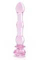 Стеклянный фаллоимитатор Dream Toys Glaze Glass в форме бутона розы с бусинами, розовый