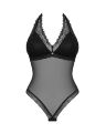 Прозрачный боди с кружевными вставками Obsessive Medilla черный, M/L