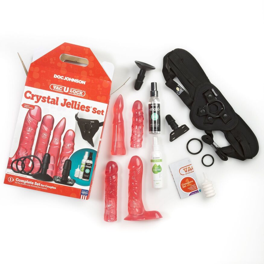 Набор страпонов Doc Johnson Vac-U-Lock Crystal Jellies Set (мятая упаковка!!!)