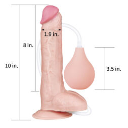 Кінчаючий фалос з грушею для імітації сім'явиверження - Squirt Extreme Dildo 10" Flesh
