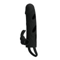 Подовжуюча насадка на пеніс з петлею для мошонки Pretty Love Penis Sleeve With Ball Strap 5.5" Black