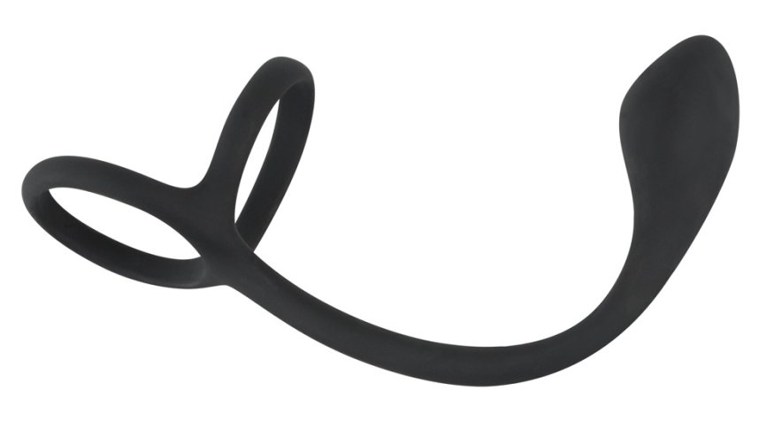 Ерекційне кільце з анальним стимулятором Black Velvets Cock &amp; Ball Ring + Plug