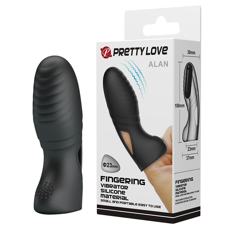 Чорна насадка на палець з вбудованим віброелементами Pretty Love Alan Finger Vibrator Black