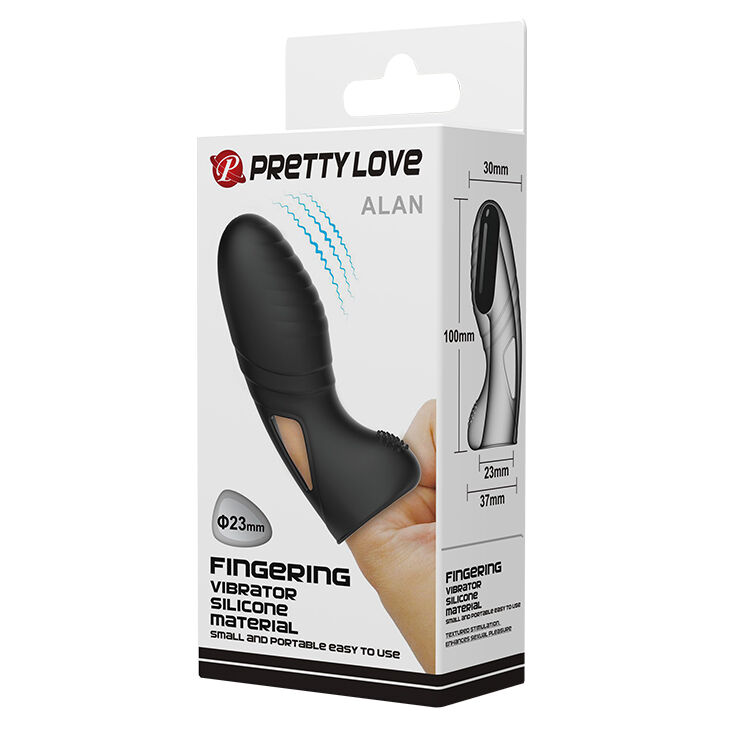 Чорна насадка на палець з вбудованим віброелементами Pretty Love Alan Finger Vibrator Black