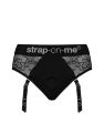 Кружевные трусы для страпона с подвязками для чулок Strap-On-Me DIVA HARNESS - M (мятая упаковка)