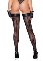 Чулки без мыска Noir Handmade F243 Tulle stockings with patterned flock embroidery, XL