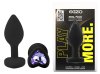 Силиконовая анальная пробка EGZO - Silicone Black Heart Plug Amethyst, size S