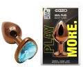 Анальна пробка з кристалом EGZO - Dark Gold Heart Plug Aqua, size S
