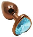Анальна пробка з кристалом EGZO - Dark Gold Heart Plug Aqua, size S