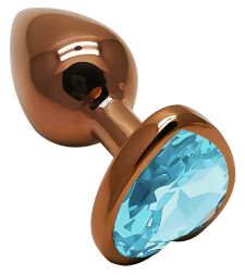 Анальна пробка з кристалом EGZO - Dark Gold Heart Plug Aqua, size S