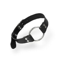 Кляп металеве кільце на ременях Art of Sex  -  Gag Ring Metal, чорний, натуральна шкіра