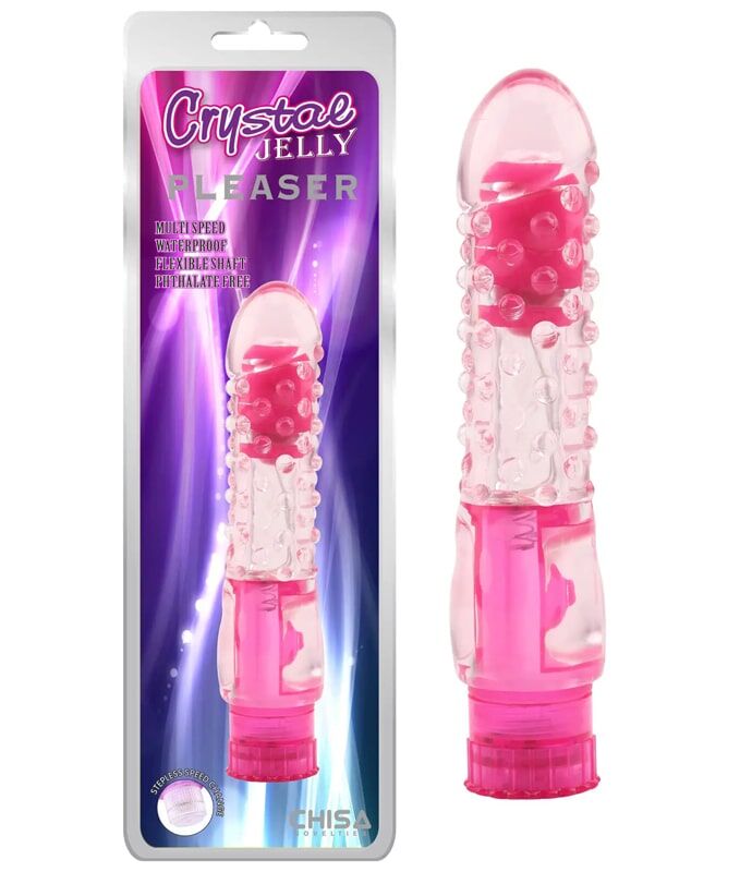 Вибратор с релефом Chisa Crystal Jelly Pleaser Pink